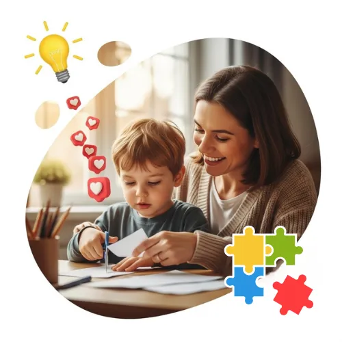 Criança interagindo feliz com adulto